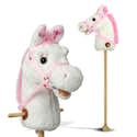Cheval Bâton Jouet Enfant 100 Cm - Avec Effets Sonores, Roues, Poteau Bois, Peluche - 4