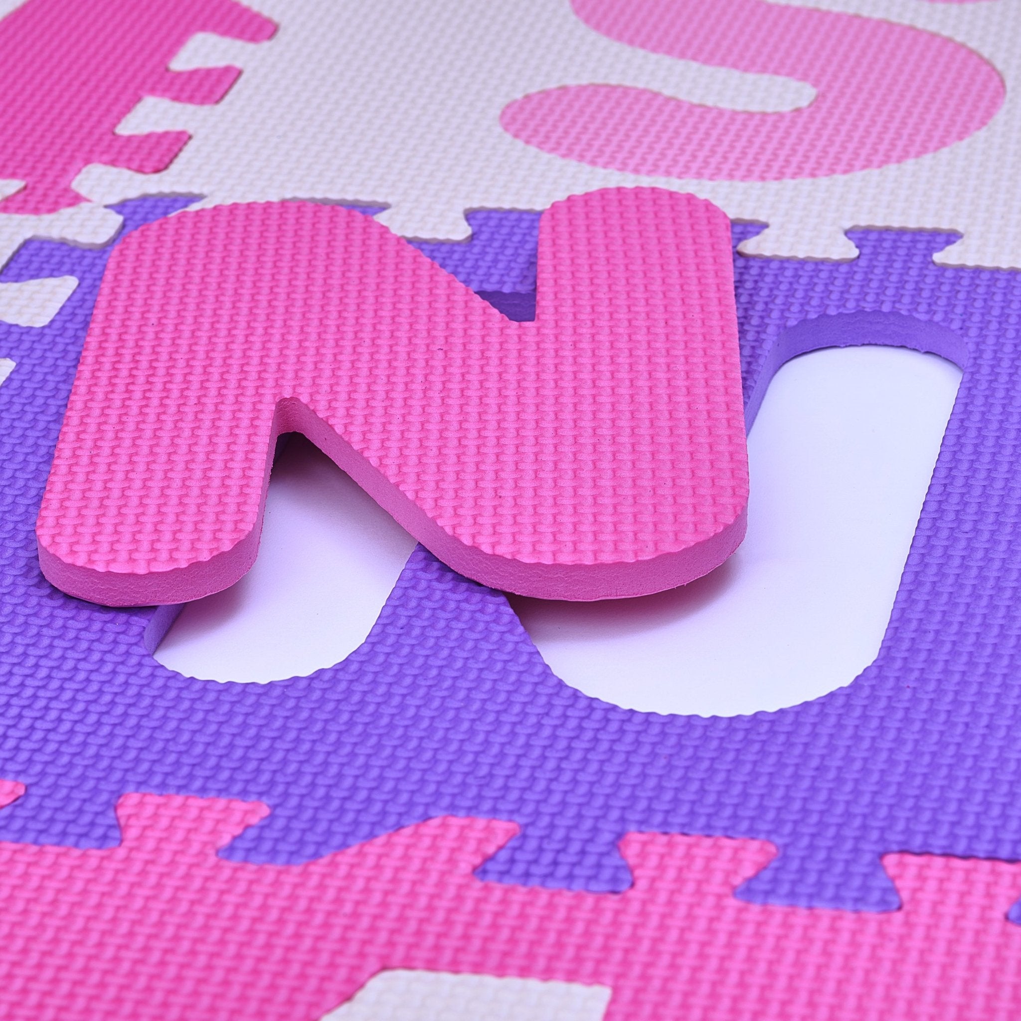 EVA Puzzlematte "Kidszone" - Pink - 36 Felder (A-Z & 0-9 + Rand)
