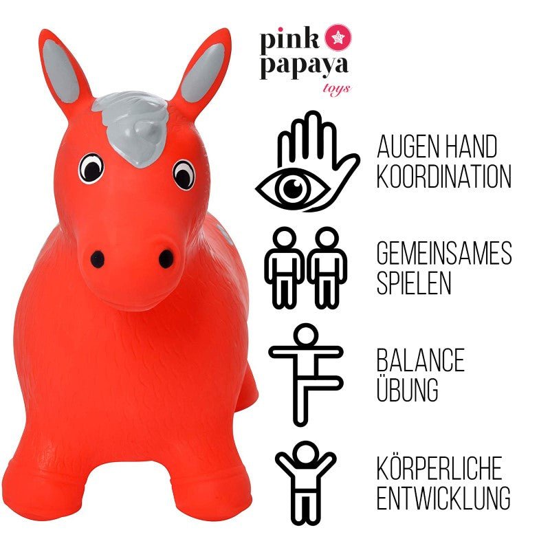 Pink Papaya Hüpftier Pferd Rot - Fred