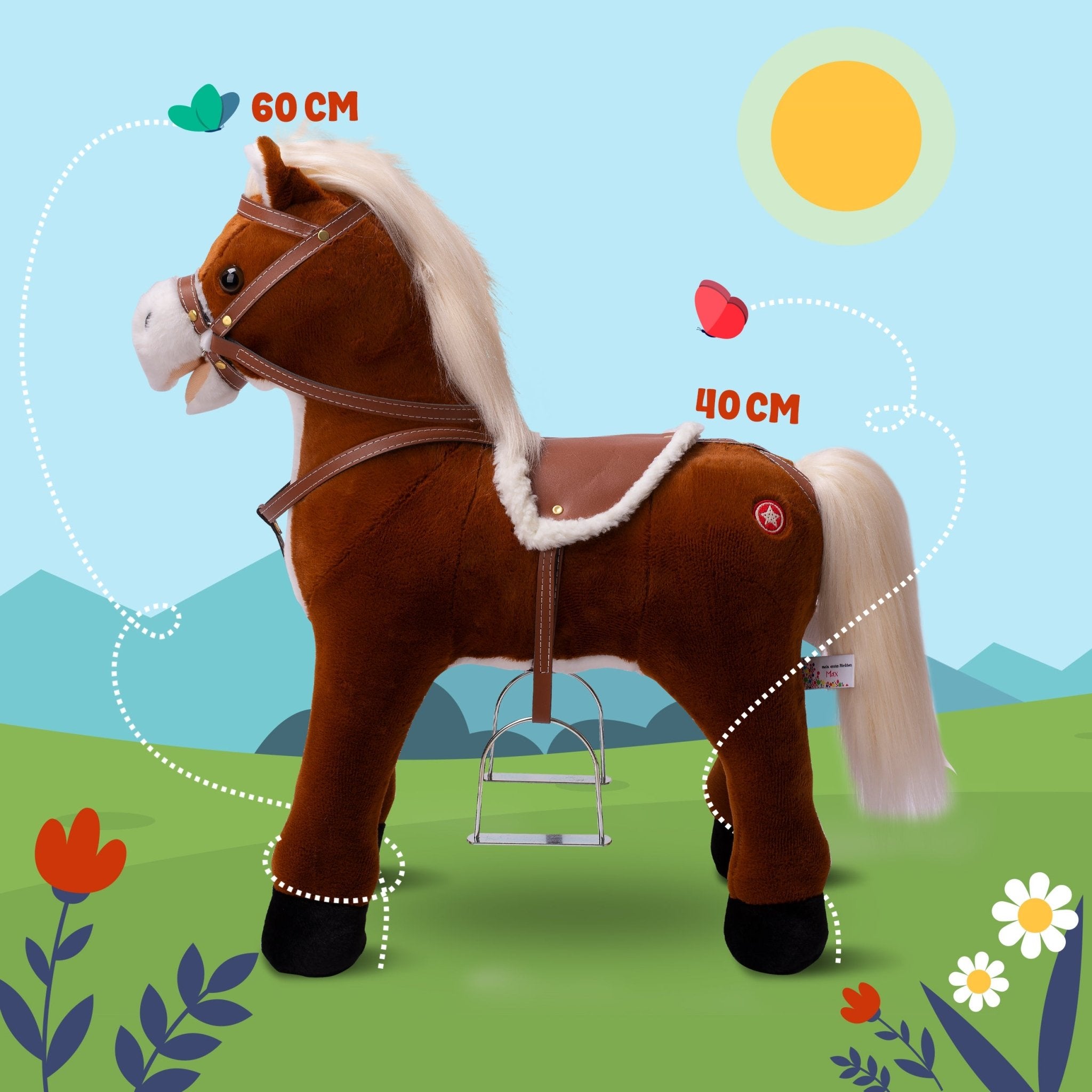 Pink Papaya Stehpferd zum draufsitzen 60cm Spielpferd mit Sound - Max