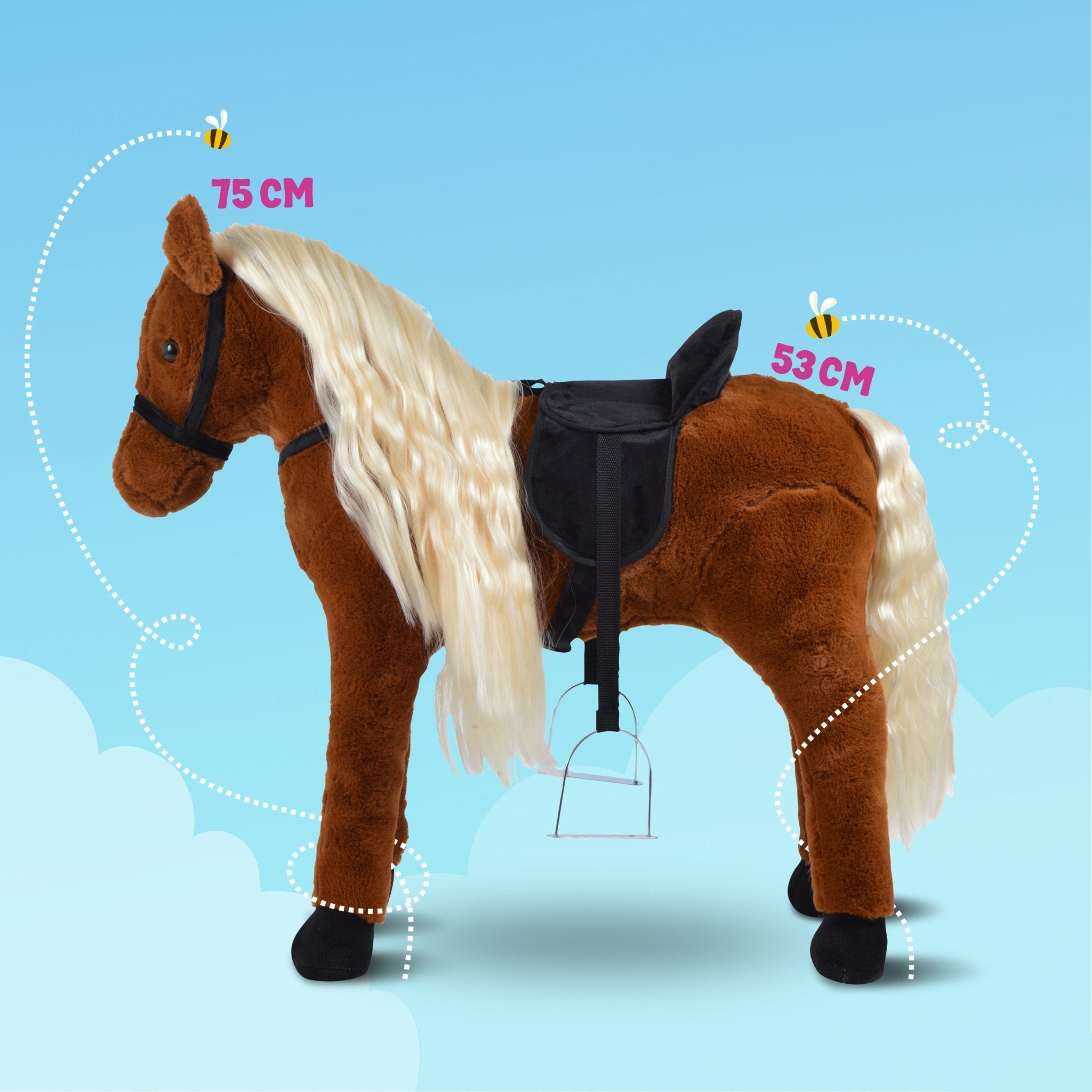 Spielpferd zum Reiten - Stehpferd BELLA 75 cm