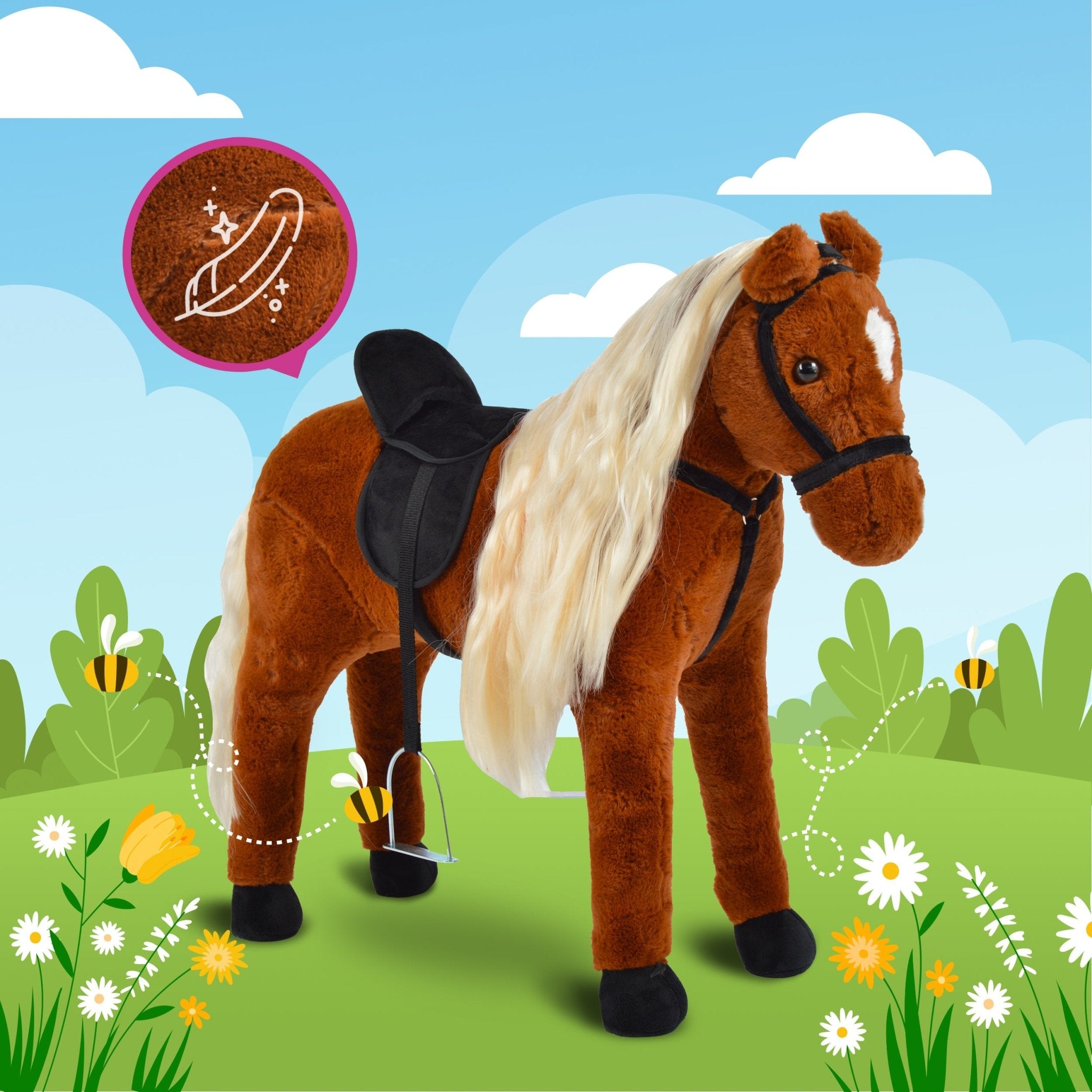 Spielpferd zum Reiten - Stehpferd BELLA 75 cm