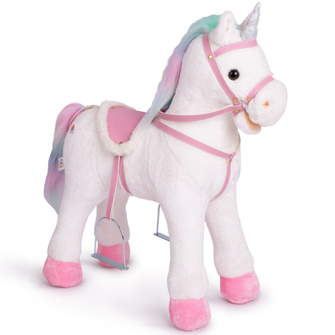 Pink Papaya Stehpferd zum draufsitzen 60cm Spielpferd mit Sound - Rainbow