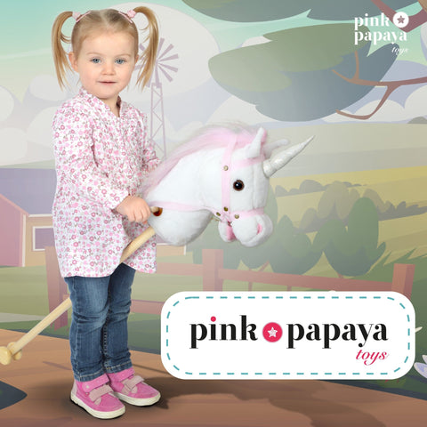 Steckenpferd Einhorn MANDY, mit Soundeffekten - Pink Papaya Toys