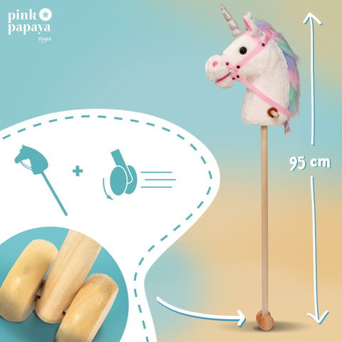 Steckenpferd, Rainbow, Einhorn mit Soundeffekten - Pink Papaya Toys