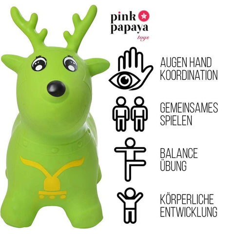 Pink Papaya Hüpftier Reh Grün - Enzo - Pink Papaya Toys